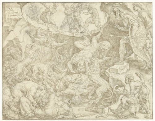 Geschiedenis van Daniël, Bel en de draak by Maarten van Heemskerck
