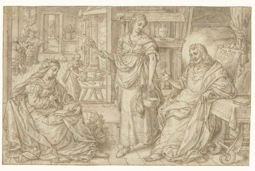 Christus in het huis van Maria en Martha by Marcus Gheeraerts (I)