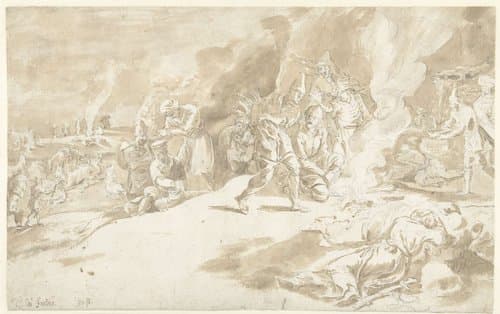 Turkish Soldiers around a Camp Fire by Guilliam du Gardijn