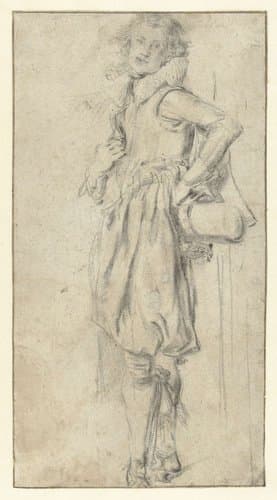 Staande jongeman met een hoed in de hand by Willem Pietersz Buytewech