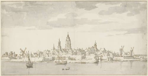 Gezicht over de Waal op Zaltbommel by Valentijn Klotz