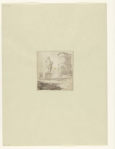 Romeins standbeeld en ruïnes by Jan Linsen