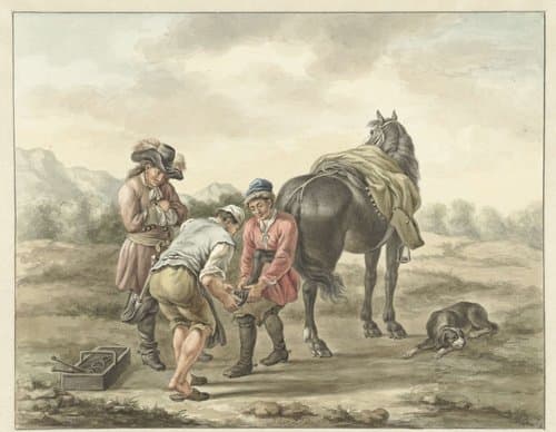 Hoefsmid in landschap by Abraham Delfos