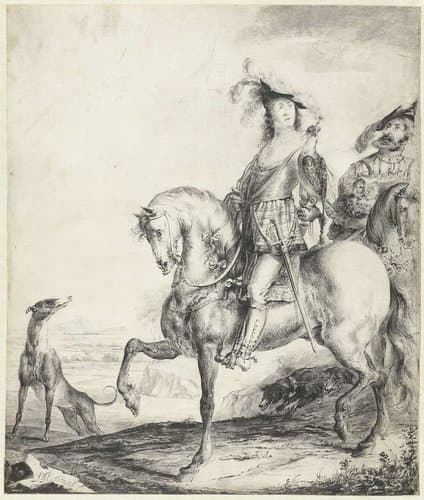 Heer te paard op valkenjacht by Pieter Rottermondt