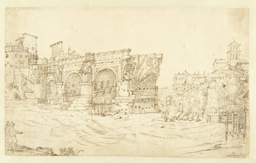Ponte Rotto te Rome by Guilliam van Nieulandt (II)