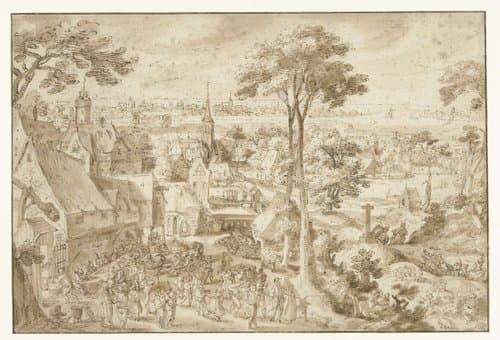 Bruiloftsfeest op een dorpsplein