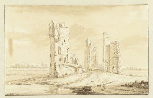 Ruïne van het huis te Kleef bij Haarlem by Abraham Rademaker
