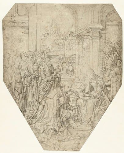 Aanbidding der koningen by Joos van Cleve; Jacob Cornelisz van Oostsanen
