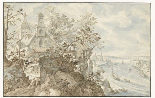 Rivier met links een kapel