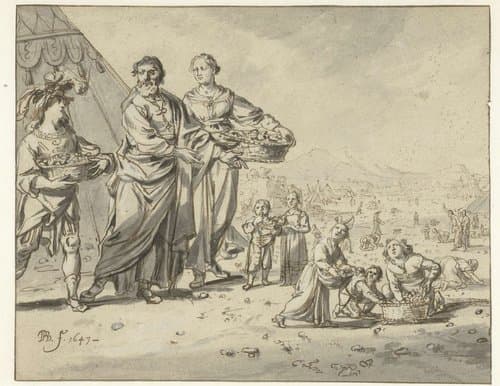 Inzameling van het manna by Bartholomeus Breenbergh