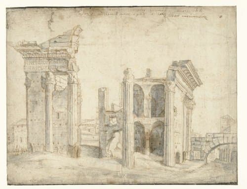 Gezicht op het Forum van Nerva by Cornelis Cort