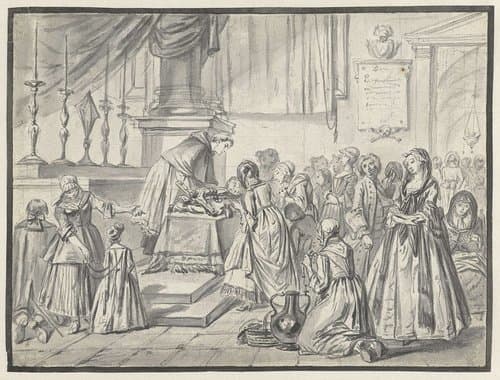 Kerkelijke scène met kruisverering op Goede Vrijdag by Charles Parrocel