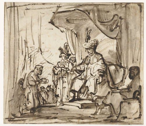 Bode met de kroon van Saul voor David by Carel Fabritius