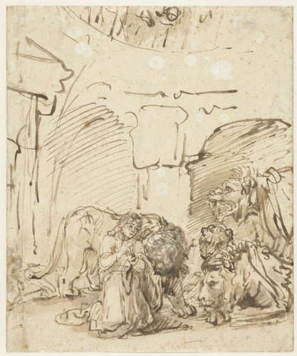 Daniel in the Lions’ Den by Rembrandt van Rijn