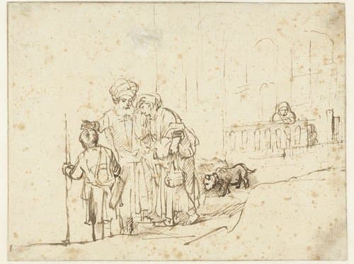 Abraham verstoot Hagar en Ismael by Rembrandt van Rijn