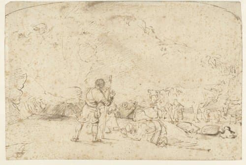De verkondiging aan de herders by Rembrandt van Rijn