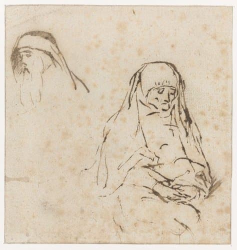 An Old Woman, and the Head of a Man by Willem Drost