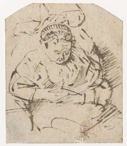 Vrouw bij haar toilet by Willem Drost