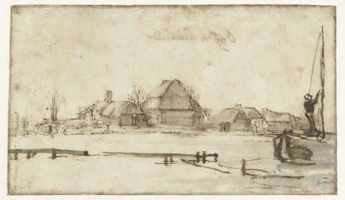Winter View with a Waterway by Rembrandt van Rijn