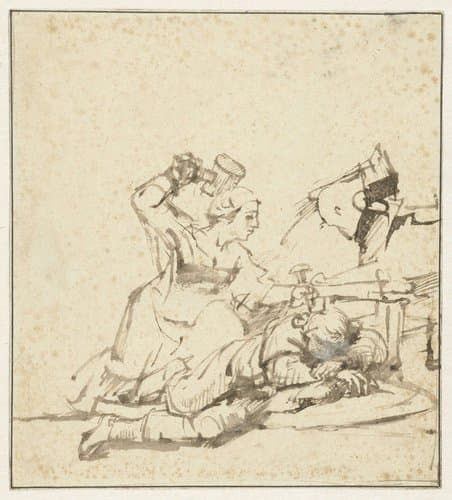 Jaël doodt Sisera by Rembrandt van Rijn