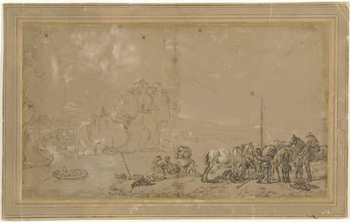 Strandgezicht met een laadplaats by anonymous