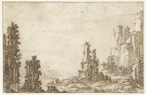 Landschap met ruïnes