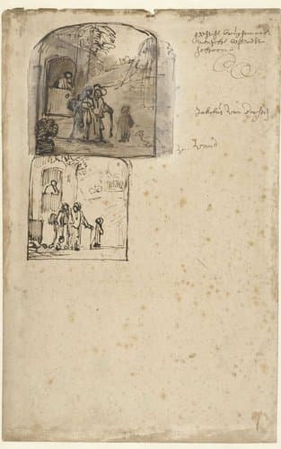 Two Sketches of the Dismissal of Hagar by Jacob van Dorsten