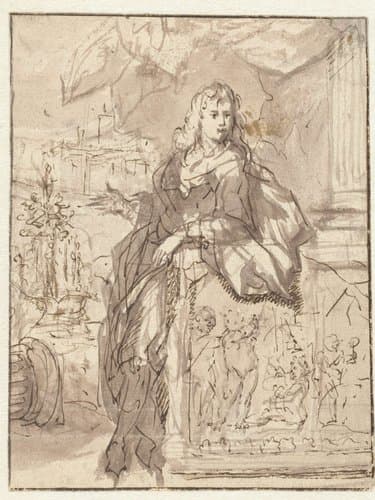 Portret van een onbekende man in een wijde mantel by Caspar Netscher