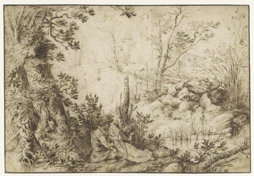 Landschap met een vrijend paartje
