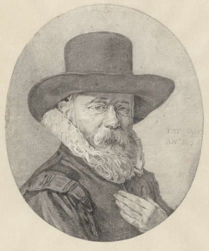 Portret van een man, wellicht Theodorus Schrevelius by Jonas Suyderhoef