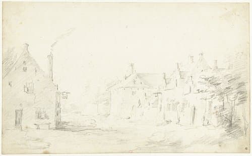 Plein met huizen by David Teniers (II)