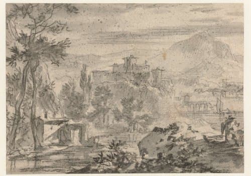Italiaans landschap by Nicolaes Pietersz Berchem