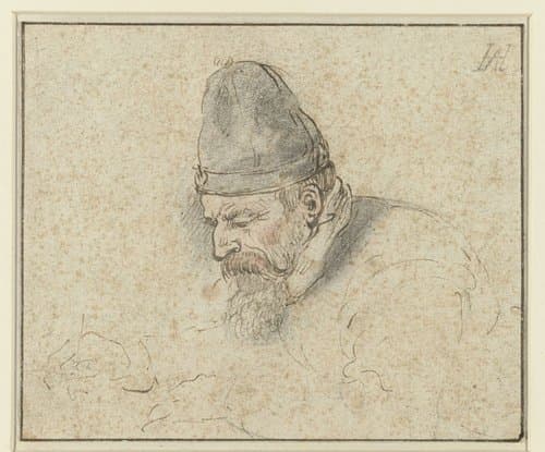 (Zelf)portret van Hendrick Avercamp by Hendrick Avercamp
