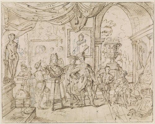 Bezoek aan de werkplaats van W. van de Berge by anonymous