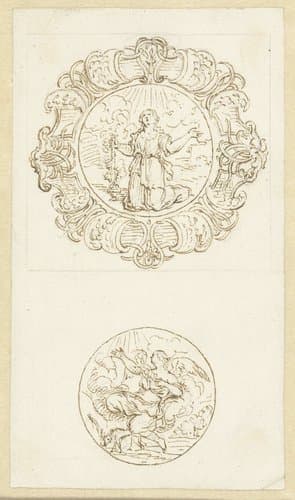 Ontwerp voor een schaal met twee medaillons by anonymous