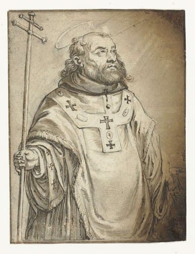 Staande mannelijke heilige, ten halven lijve (de H. Bonaventura?) by Pieter de Jode (I)