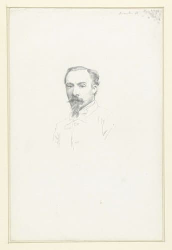 Portret van een heer met baard en snor, aanziend borstbeeld by anonymous