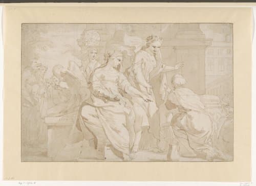 Allegorie op de verzorging in het Oudemannen- en vrouwengasthuis by Barend Graat