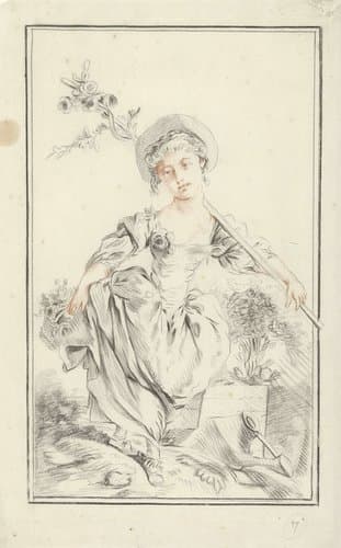 Herderin met een bloemenmand by anonymous