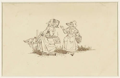 Zeven pentekeningen van dierfabels van Wilhelm Koller by Wilhelm Koller