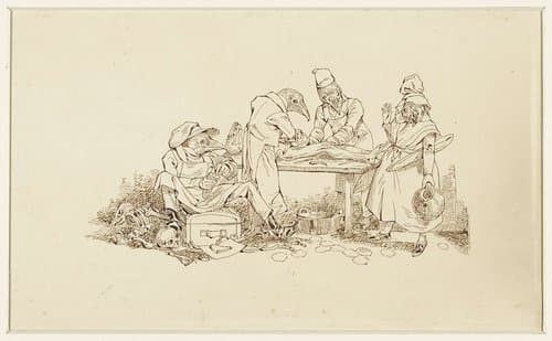 Zeven pentekeningen van dierfabels van Wilhelm Koller by Wilhelm Koller