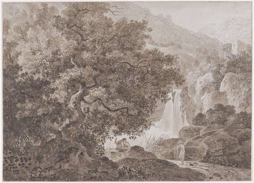 Bebost berglandschap (Tivoli) by Johann Conrad Steiner