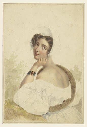 Portret van een jonge vrouw met kapje by anonymous