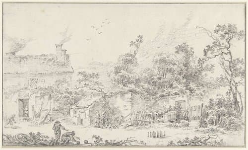 Landelijke behuizing in bosrijke omgeving by Jean Baptiste Pillement