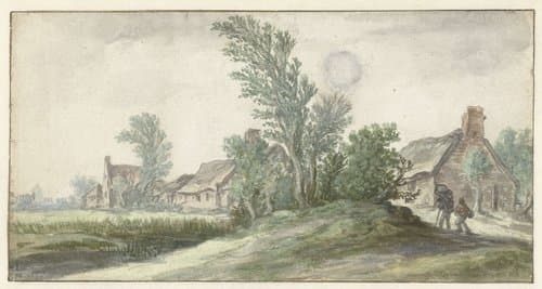 Gezicht op een dorpje by Jan van Goyen