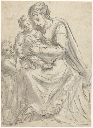 Madonna met Christuskind en Johannes-knaapje by Lionello Spada