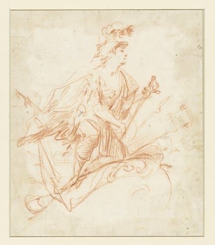 Krijgsman geknield bij een trofee by Jacques Bellange