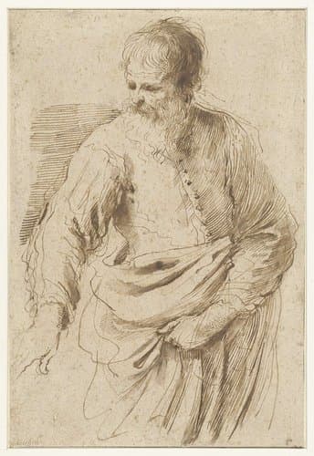 Staande oude man by Guercino