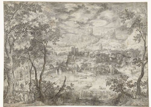 Landschappen met bijbelvorstellingen, ? (6?) by David Vinckboons