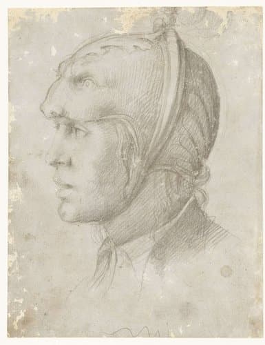 Hoofd van een man met helm by anonymous
